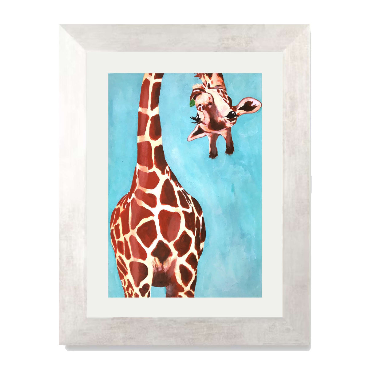 GIRAFFE WITH GREEN LEAVE | PRINT