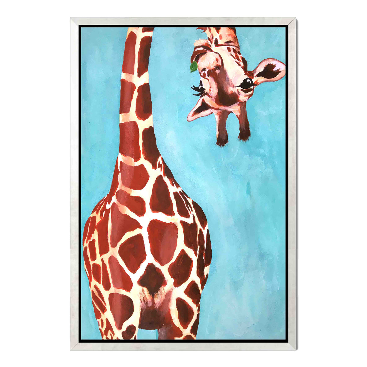 GIRAFFE WITH GREEN LEAVE | CANVAS