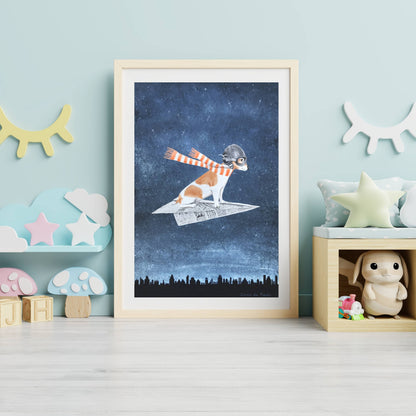 JACK RUSSELL ON PAPER PLANE | PRINT