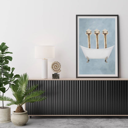 OSTRICHES IN BATHTUB | PRINT