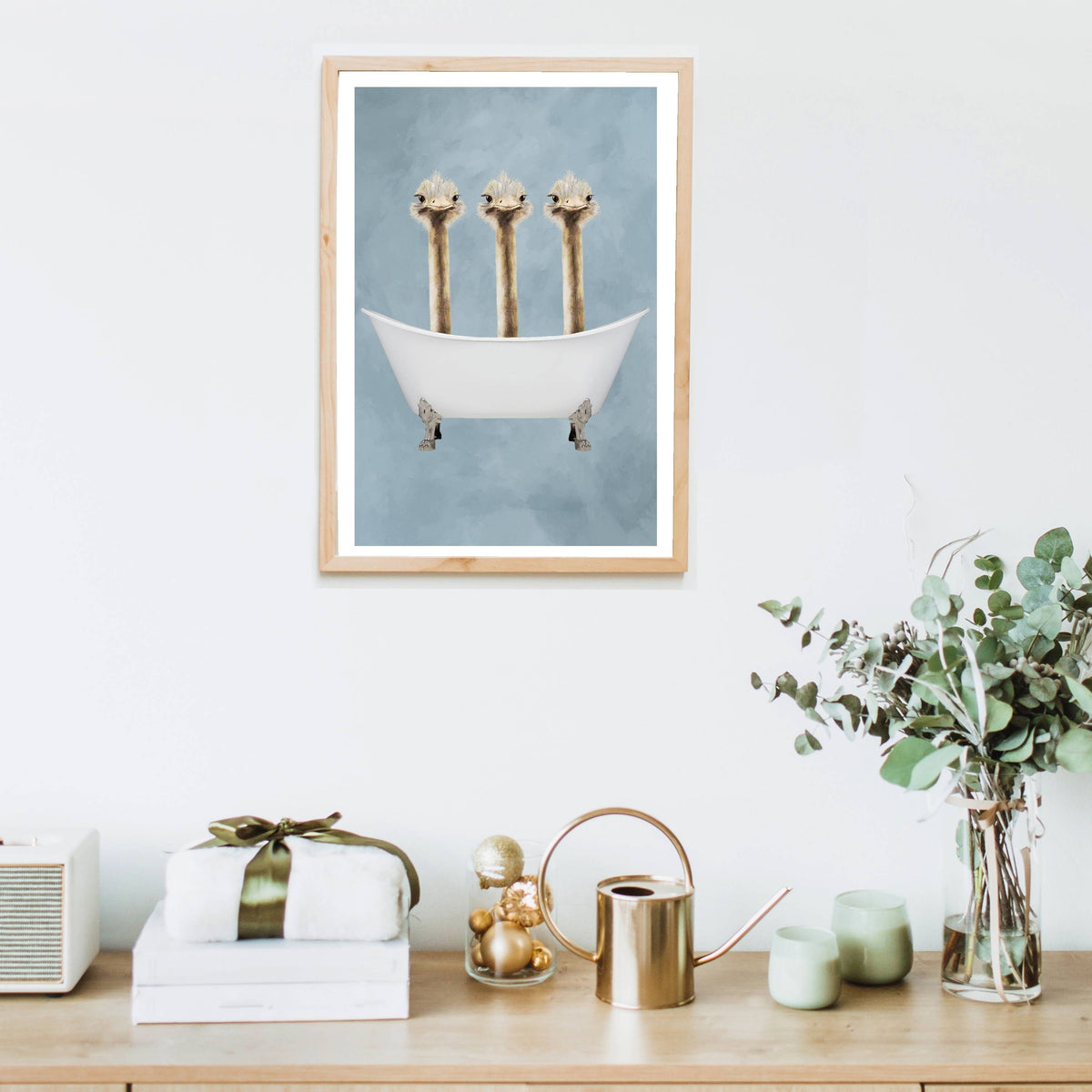 OSTRICHES IN BATHTUB | PRINT