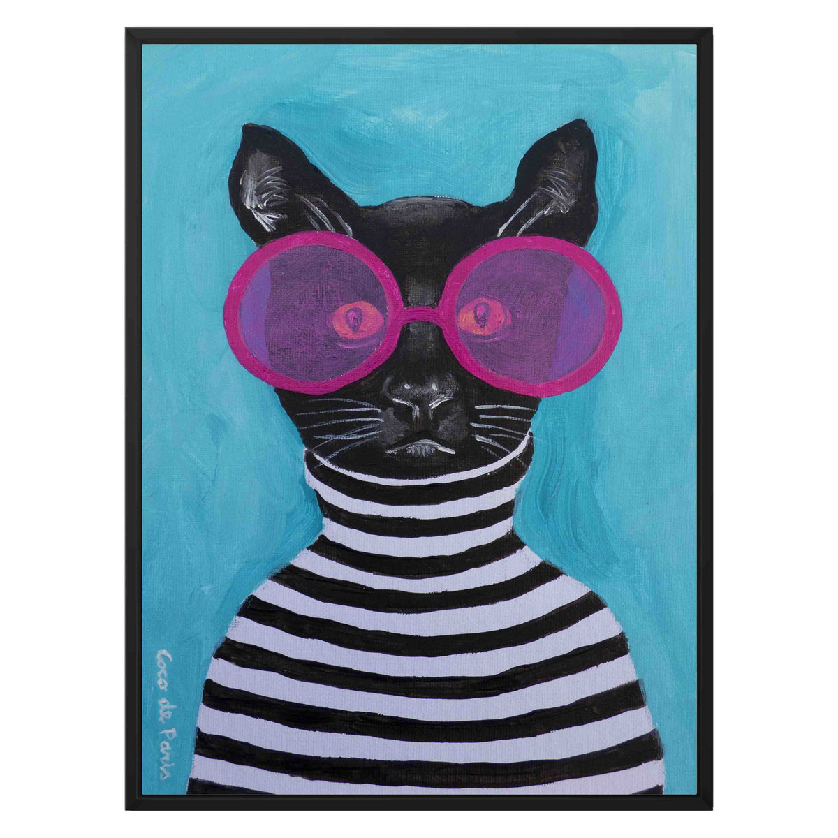STRIPY BLACK CAT | CANVAS