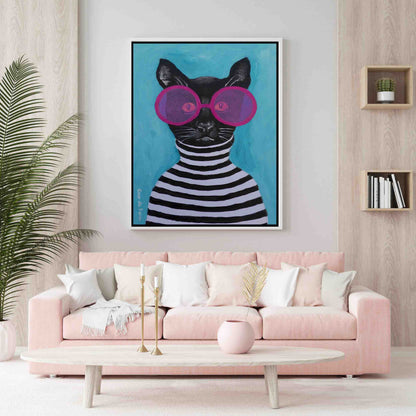 STRIPY BLACK CAT | CANVAS